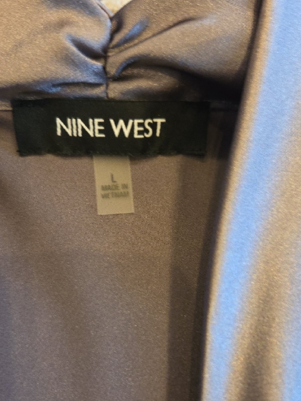 Nine West Silver Satin Tie-Neck Sleeveless Top - Picture 2 of 3